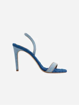Vivien Cotton Vegan High Heeled Sandals | Blue Denim