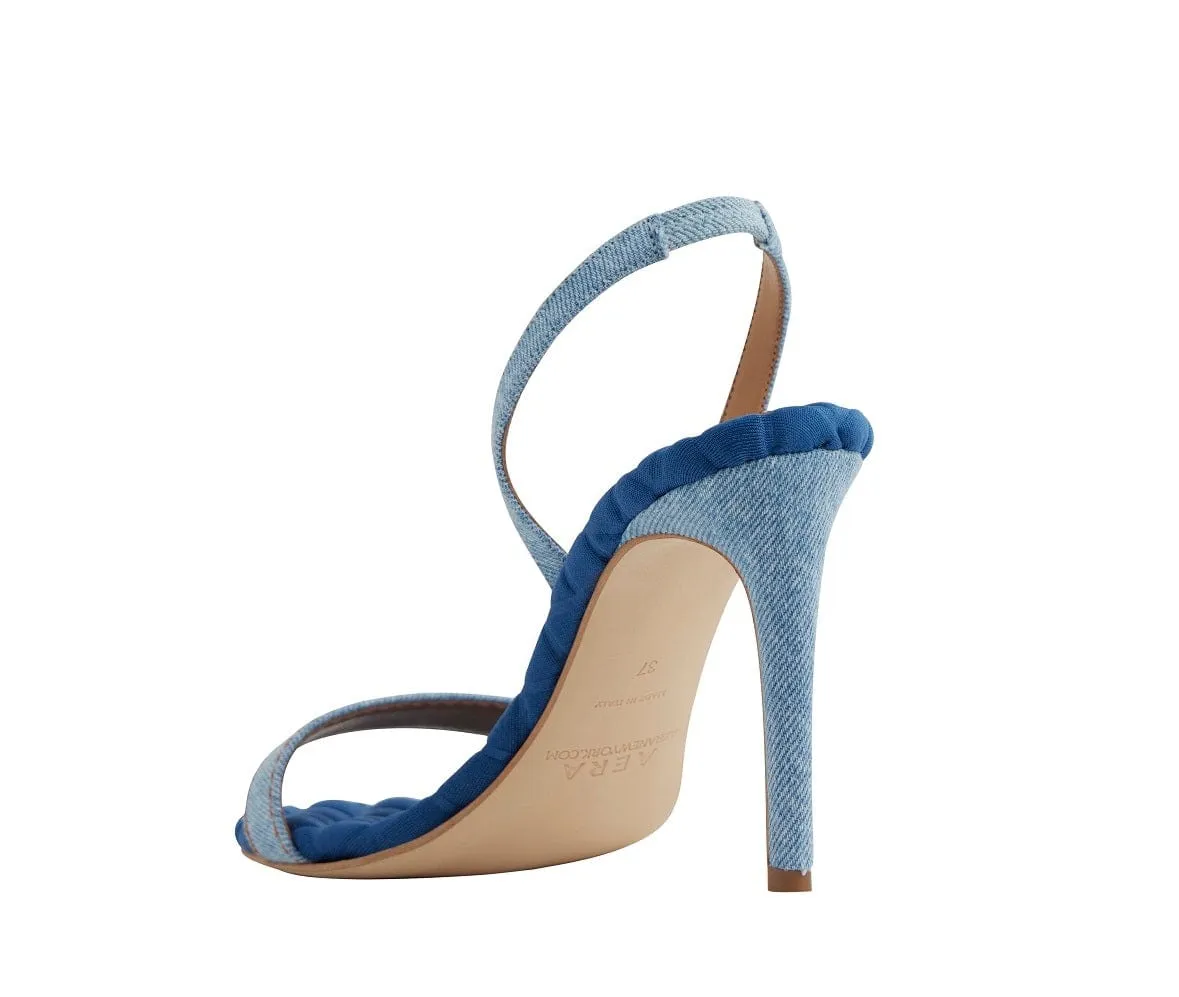 Vivien Cotton Vegan High Heeled Sandals | Blue Denim