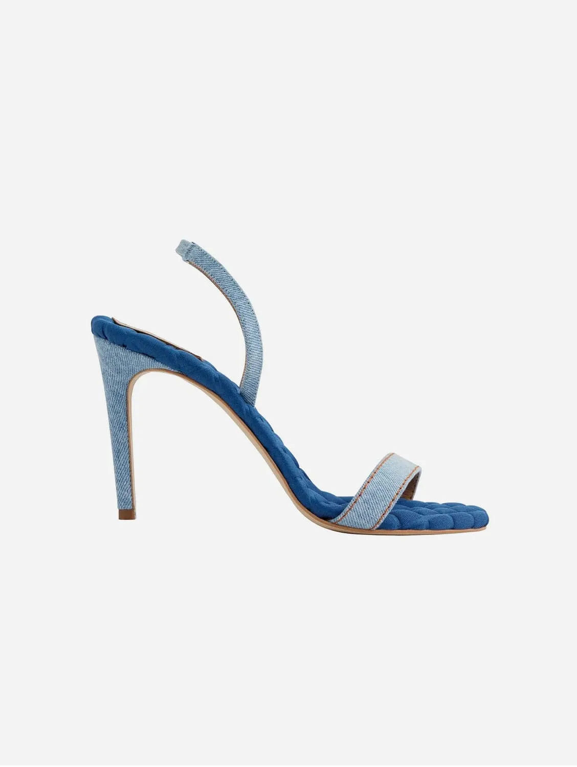 Vivien Cotton Vegan High Heeled Sandals | Blue Denim