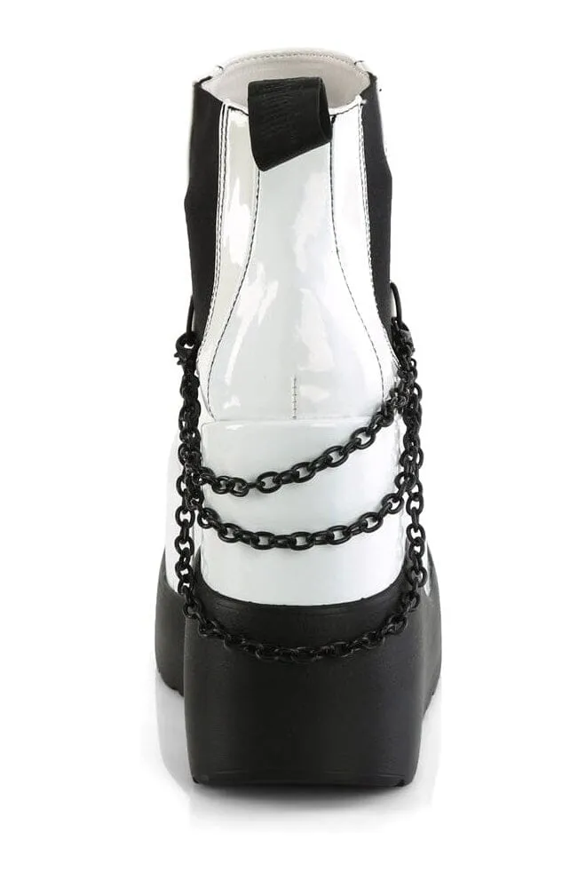 VOID-50 White Hologram Patent Ankle Boot