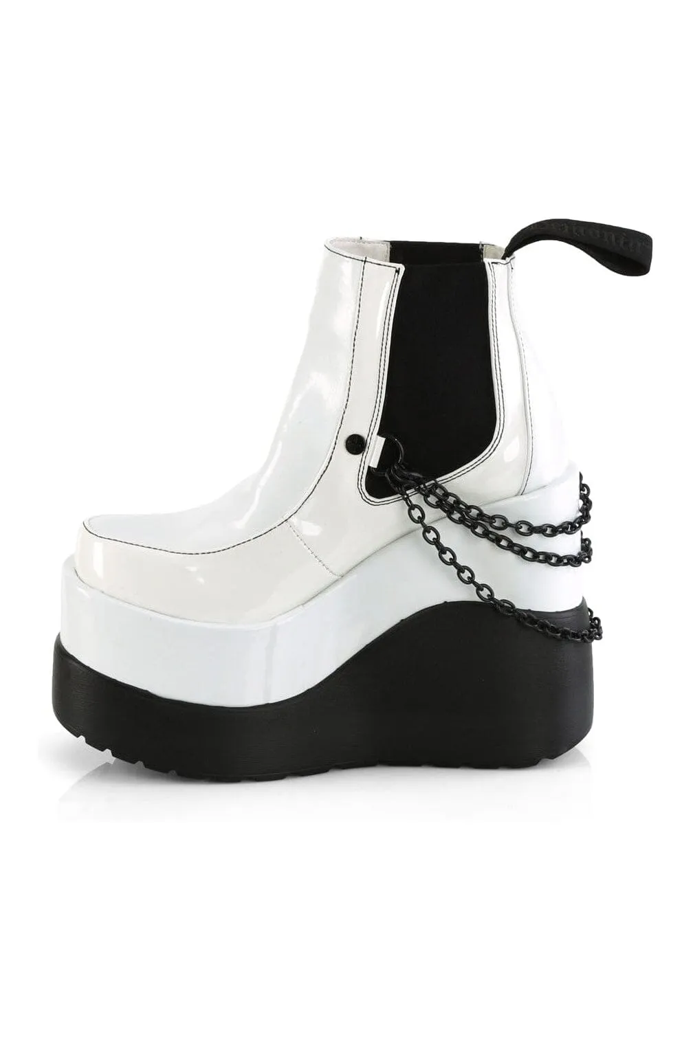 VOID-50 White Hologram Patent Ankle Boot