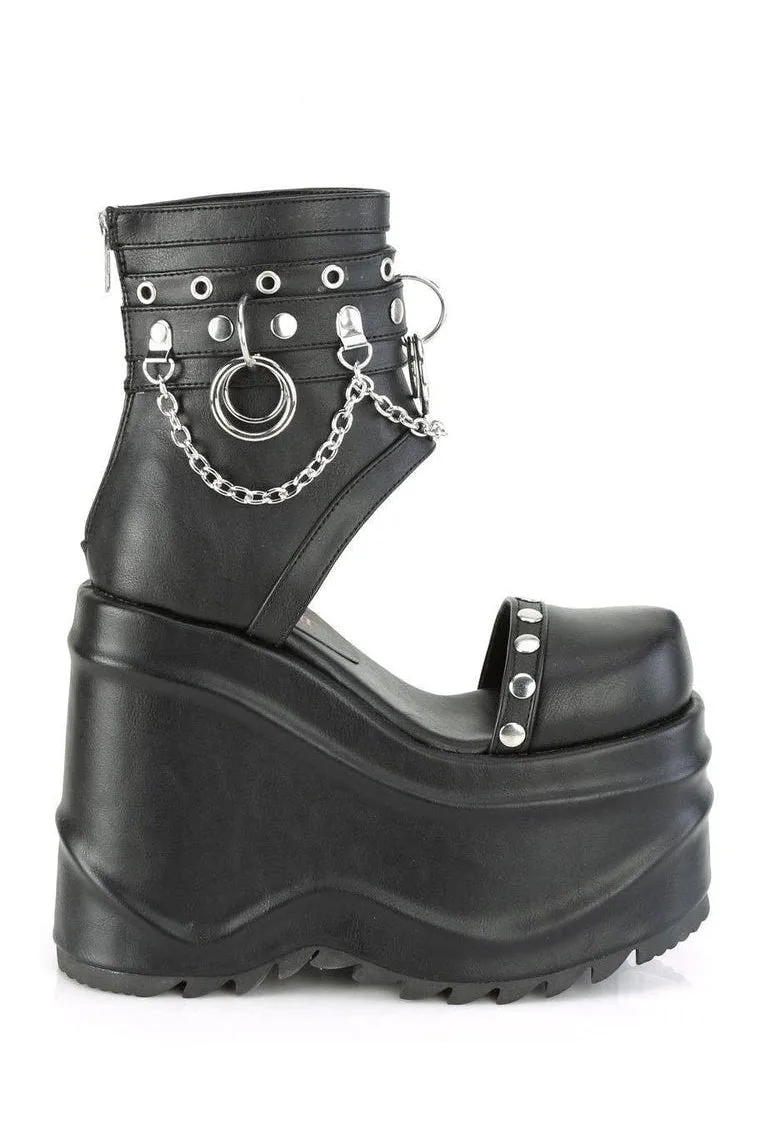 WAVE-22 Ankle Boot | Black Faux Leather