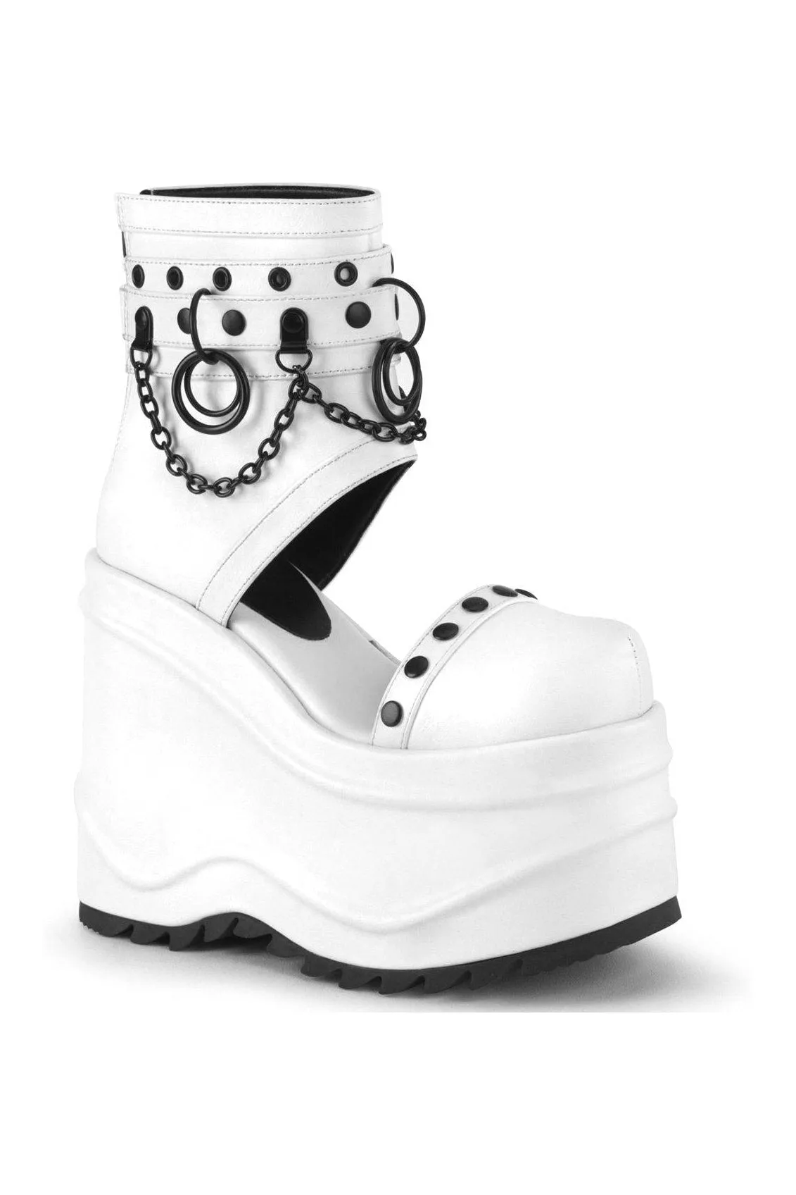 WAVE-22 Ankle Boot | White Faux Leather