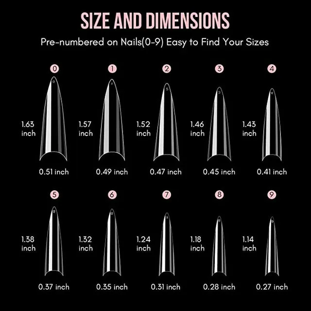 XXL Stiletto (Half Cover) False Nails/Tips (500pcs)