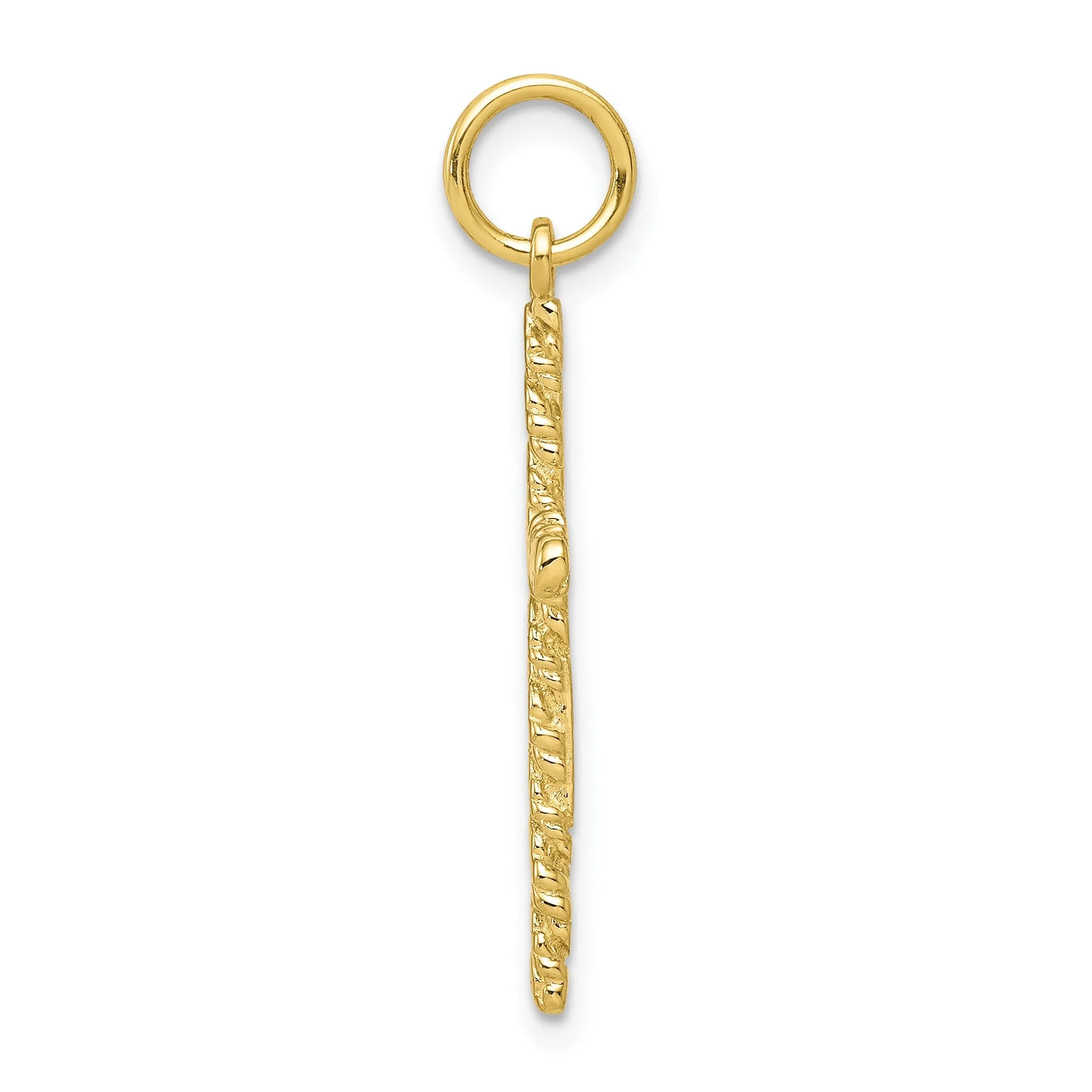 Yellow Gold Satin Nugget Cross Charm