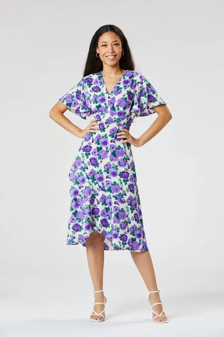 Zibi London Daria Purple Floral Midi Dress