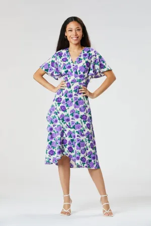 Zibi London Daria Purple Floral Midi Dress