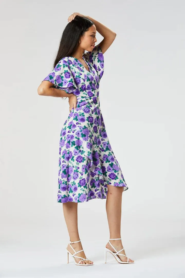 Zibi London Daria Purple Floral Midi Dress